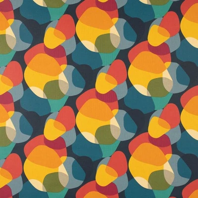 Tischdeckenstoff Wachstuch beschichtete Baumwolle Retro Formen 1,55m Breite - Bild 1 von 4