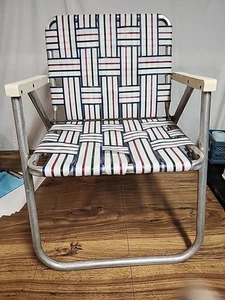 vintage aluminum folding lawn chairs Webbed Red Blue Green - Picture 1 of 15