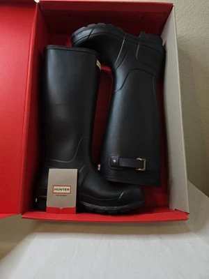 Hunter Original Bota de Lluvia Alta Goma Brillo Negra ¡Impermeable! Hombre Talla US 10 Foto 1 de 4