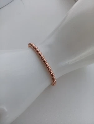 18K Rose Gold Bubble Beads Bracelet 7" - 7.5" 4mm Balls NEW Lightweight NEW 750 - Image 1 of 4