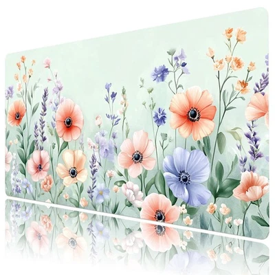 Spring Pink and Purple Floral Desk Pad for Keyboard Desk Mat 31.5x15.7 inch - Image 1 of 4