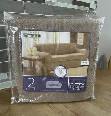 Maytex Smart Cover 2 Piezas Elastizado Loveseat Muebles Cubierta Nuevo en Paquete Bronceado Foto 1 de 4