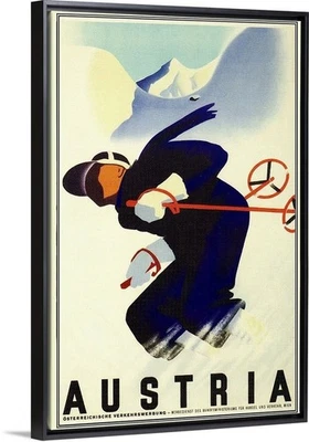 Póster de viaje, lienzo, impresión o póster de arte de esquí enmarcado Ski Austria años 30 Foto 1 de 4
