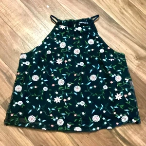 Abercrombie & Fitch Floral Embroidered Mesh Halter Y2K Fairy Top in Black ~Large - Picture 1 of 7