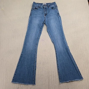 Uniq by Litz Jeans Womens 26 Blue High Rise Flare Bell Bottom Denim 26x29 - Picture 1 of 12