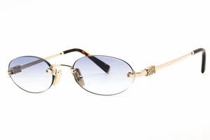 MIU MIU MU A54S ZVN80O Sunglasses Gold Frame Clear Gradient Blue Lenses 51mm - Picture 1 of 4