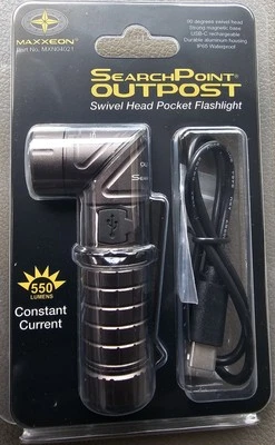 MAXXEON Maxceon SearchPoint Outpost Swivel Head Rechargerable Pocket Flashlight