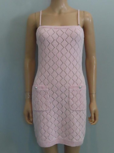 Abito CHANEL 23S rosa chiaro trapuntato cucito diamante F 36 US 4