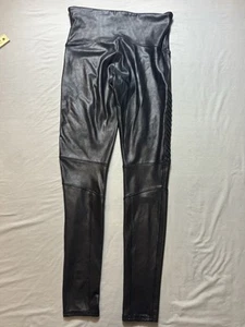 Spanx Leggings Donna Ecopelle Moto Pull On Nero Taglia Large - Foto 1 di 5
