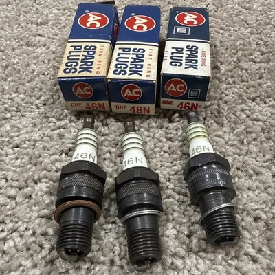 3 Vintage NOS AC 46N Fire Ring Spark Plugs - Image 1 of 4