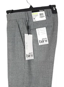 Bar III Men's Slim-Fit Active Stretch Wool Suit Pant Black/White Plaid 30x32 NWT - Picture 1 of 6