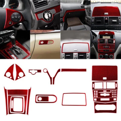 Cubierta decorativa roja de fibra de carbono para Mercedes Benz W204 2007-2010 19* Foto 1 de 4