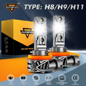 AUXBEAM H9 H11 120W LED Headlight Bulbs High/Low Beam Super Bright Canbus 6500K - Picture 1 of 12