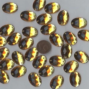 PC33 ***30 facettierte Acryl Nähsteine oval 18x13mm - GELB/ORANGE - Bild 1 von 1