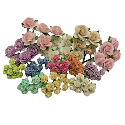 115 Mixed 3 Sizes Open Paper Flower Wedding bouquet DIY Scrapbook (TH/R268 - A3) - Image 1 of 3