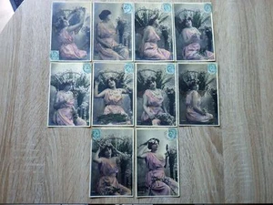 10x CPA CARTES POSTALES POSTCARDS 1903 Demoiselle aux bouquets fleurs C.M. Paris - Picture 1 of 5