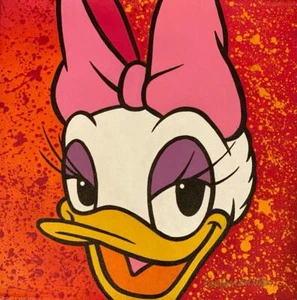 Paulina del Mar "Gänseblümchen mit rosa Schleife" Mischtechnik mit Acryl auf Leinwand Disney - Bild 1 von 1