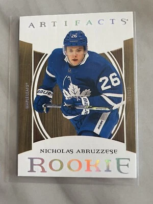 22-23 NHL Upper Deck Artifacts Rookie WOOD 173 Nicholas Abruzzese Maple Leafs - Image 1 of 2