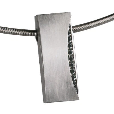 Ernstes Design Anhänger AN269  BL Zirkonia schwarz Edelstahl 26 mm Qualität - Bild 1 von 3