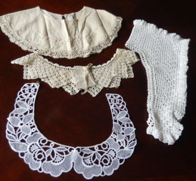 Lote de 4 collares de algodón de ganchillo y encaje de colección blancos y ecológicos pequeños a medianos artesanías Foto 1 de 4