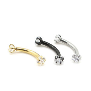 1Pcs Eyebrow Piercing Ring Curved Barbell Crystal Barbell Small Body Decor Bar