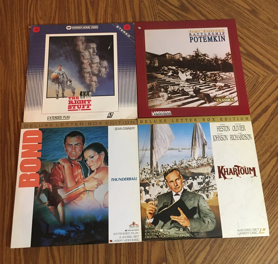 Laserdisc Lot Of 4 Vintage LDs Thunderball Khartoum The Right Stuff Potemkin - Image 1 of 4