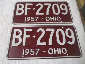 1957 OHIO LICENSE PLATE BF-2709 PAIR - Picture 1 of 2