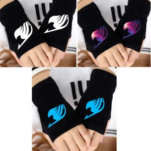 Winter Fashion Anime Fairy Tail Cotton Print Gloves Fingerless Mitten Cosplay - Picture 1 of 13