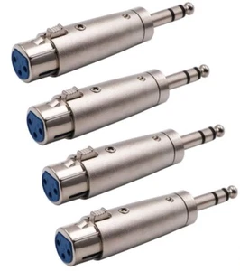 4 Pcs 3-Pin XLR Female to 1/4" 6.35mm Stereo Male Mic Audio Adapter Converter - Picture 1 of 3