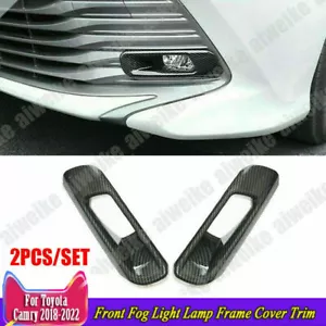 For Toyota Camry 2018-2022 Carbon Fiber Front Bumper Fog Light Lamp Cover Trims - Bild 1 von 7