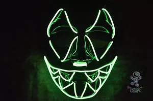 VERDE NEÓN Dientes Agudos Iluminados DJ Rave Festival EDC EDM Disfraz de Halloween ¡Máscara! - Imagen 1 de 2