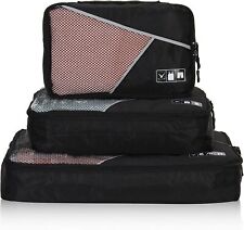 Hynes Eagle 3 Pieces Packing Cubes Set Travel Luggage Organizer Bag Black&Gray
