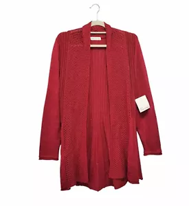89th & Madison maglione cardigan scintillante 1x rosso lungo aperto davanti - Foto 1 di 7