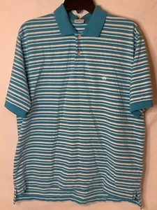 Brooks Brothers Mens Striped Short Sleeve Polo Shirt Size Large Blue/White - Picture 1 of 7