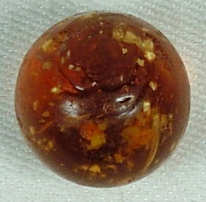 ANTIQUE AMBER MICA MARBLE WITH AIR BUBBLES VG 3/4" HANDMADE - Picture 1 of 4