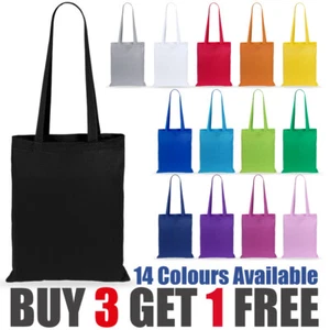 100% Premium Coloured Cotton Canvas Shopping Bag Shoulder Tote Shopper Bags - Picture 1 of 34