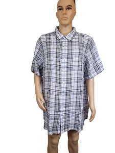Perry Ellis Men's Size XXL Striped Short Sleeve button UP Linen White Multi -27 - Picture 1 of 10