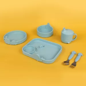Nuby Fun 6-teiliges Blauwal Geschirrset - Tablett, Schüssel, Teller, Tasse & Utensilien - Bild 1 von 9