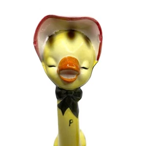 Vintage Napco 1956 Duck S&P Shakers Ceramic Collectible Table Bird Bonnet Quack - Picture 1 of 11
