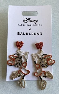 Disney Baublebar Minnie Mouse Holding Heart Dangle Earrings New - Picture 1 of 4