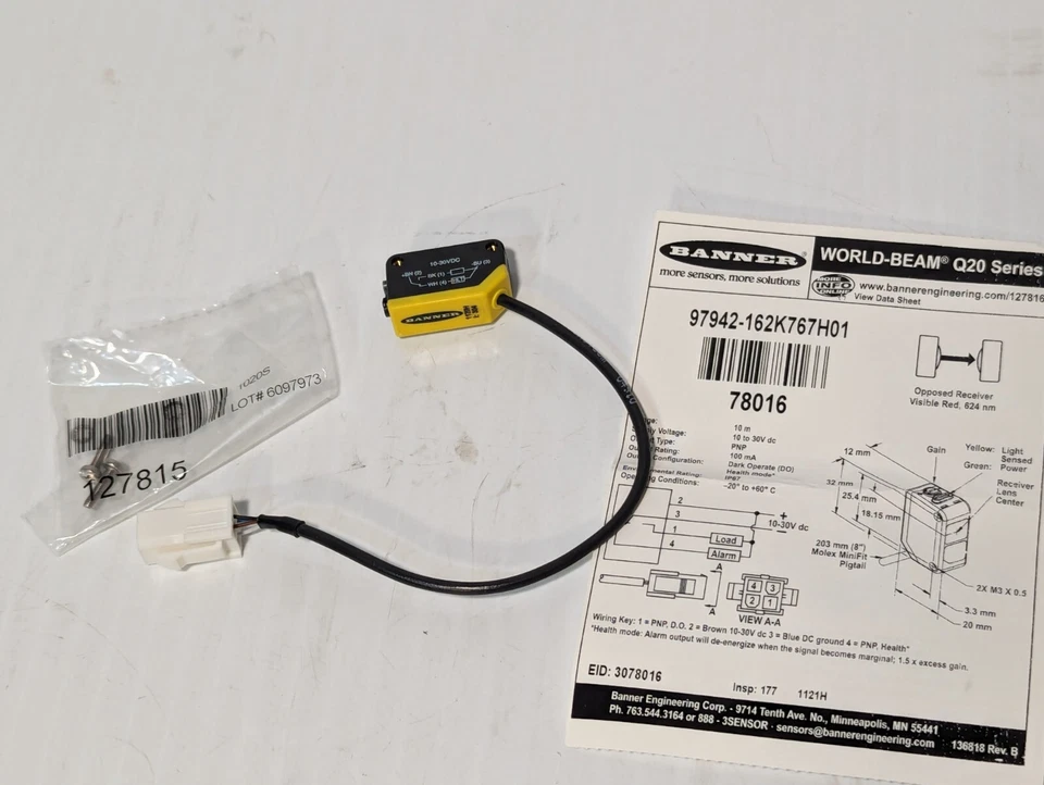 Banner Q20PR-78016 Photoelectric Receiver Sensor - Image 1 of 4
