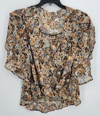 Caballete Los Angeles Top Mujer Pequeño Floral Manga Abullonada Fluido Boho Campesino Foto 1 de 4