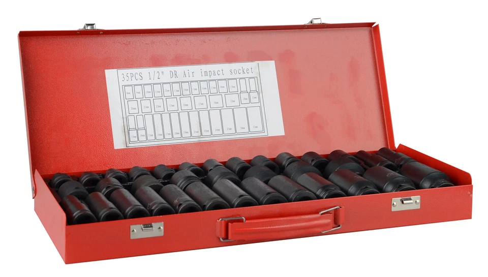 Heavy Duty 35 PcsCar Truck Deep Impact Socket Set 1/2" Drive 8- 32mm Metric UK - Image 1 of 4