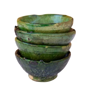 Small Tamegroute Pottery Bowl, Ideal for Snacks & Dips Handmade Moroccan Ceramic - Picture 1 of 6