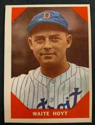 1960  Fleer Baseball Greats Waite Hoyt DETROIT TIGERS #69 Writing on Back - Image 1 of 2