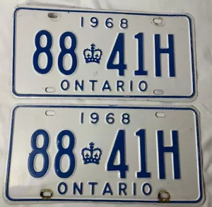 1968 Ontario Nummernschild Paar - Confederation, Kanada - guter Zustand YOM - Bild 1 von 8