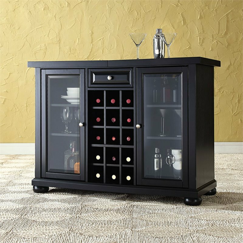 Crosley Furniture Newport Expandable Bar Cabinet In Vintage Mahogany ...