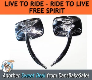 Espejos retrovisores Harley Live to Ride - Ride to Live - Free Spirit cromo para motocicleta - Imagen 1 de 11