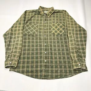 Camicia vintage Haband flanella uomo grande verde a quadri con bottoni tasca a scatto perla - Foto 1 di 19