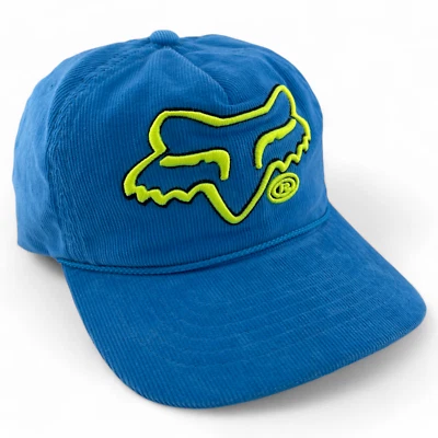 Fox Racing Cuerda de Pana Cepillada Azul Teal/Verde Logo Snapback Sombrero Ajustable Foto 1 de 4